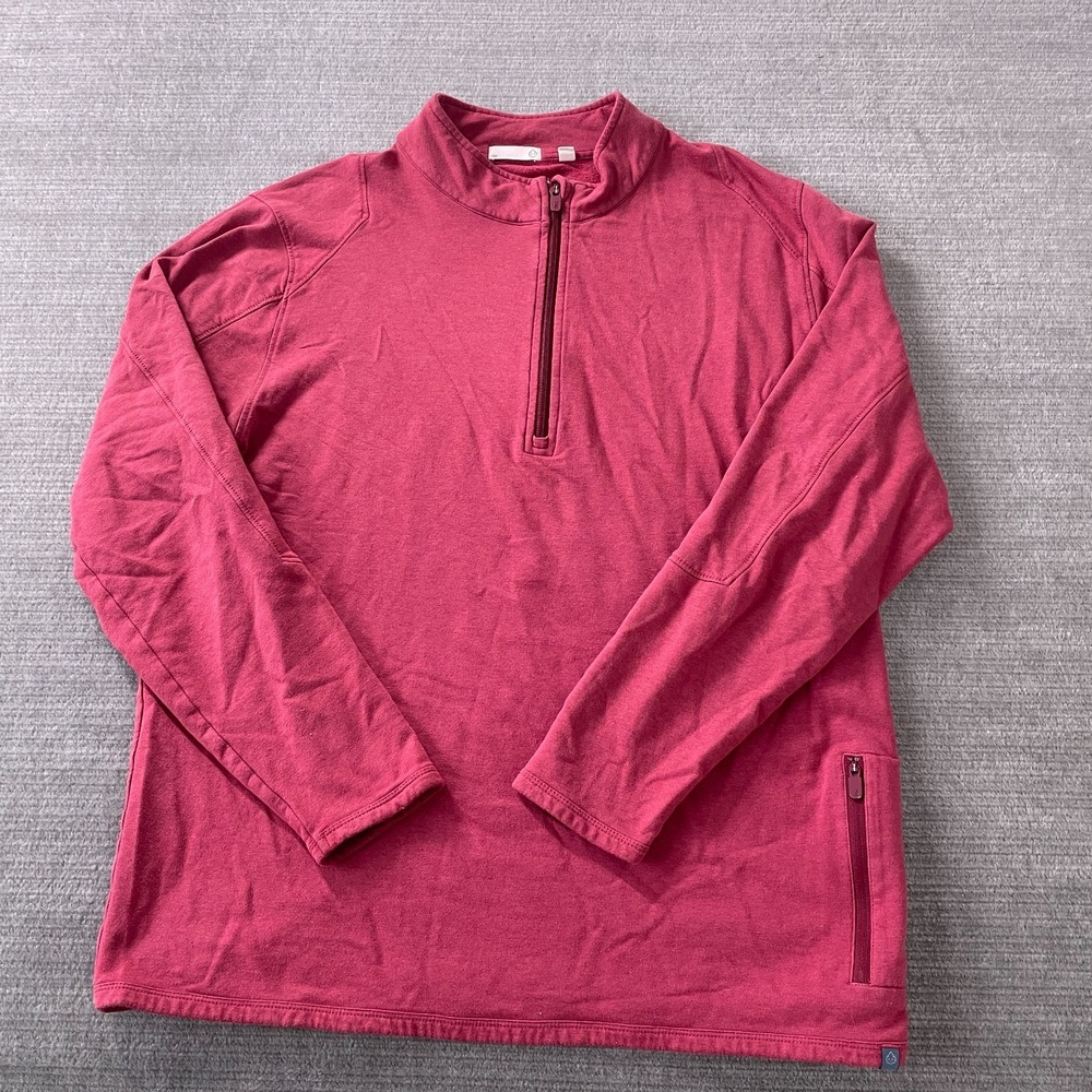 Tasc Performance‎ Sweater Mens Large Red Quarter Zip Pullover Golf Soft